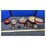 TRINKET DISH, COMPOTE, STATE FAIR GLASSES &