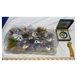 BADGES, POCKET WATCH, PINS, KNIFE & NECKLACES