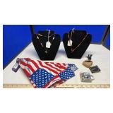SHOT GLASSES, BANDANAS & NECKLACES