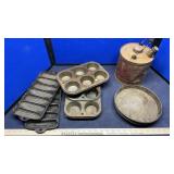METAL CORNCOBB CORNBREAD MOLDS, MUFFIN TINS &