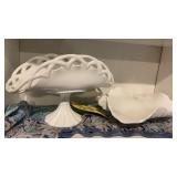 MILK GLASS BANANA BOWL, BASKET, JUICER & MISC