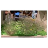 GLASS PLATTER, BASKET & JARS