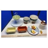 BUTTER DISHES, CROCK & APPLE POTS