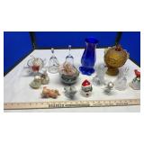 VASES, AMBER COMPOTE, BELLS & MISC.