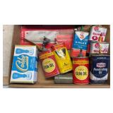 SMALL OIL CANS, FUNNELS, LOCKS AND MISC