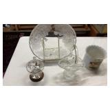 GLASS BASKET, PLATE & SOUTH DAKOTA PLATE