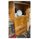 WOOD CABINET MEASURES 34.5"W X 20"D X 74"T