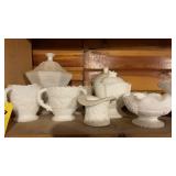 (2) LARGE PLATTERS & ASSORTED MILK GLASS