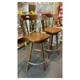 (2) WOODEN SWIVEL STOOLS (28in.T)