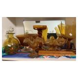 AMBER FOOTED VASES & BOWLS