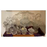 GLASS BASKETS, CREAMERS/ SUGARS & MISC. GLASS