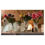 (4) VASES W/ FLOWERS