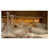 BELL, PITCHER, CANDLE HOLDERS & MISC CLEAR GLASS