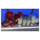RED GLASS, BLUE GLASS, COCA-COLA GLASSES & MORE