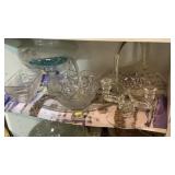 GLASS BASKETS, CANDLE HOLDER, FOOTED BOWL &