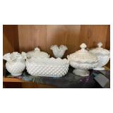 ASSORTED HOBNAIL MILK GLASS