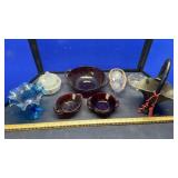 TIFFIN GLASS BASKET, RED GLASS, & MISC GLASS