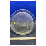 (2) GLASS SERVING TRAYS & METAL SERVING TRAY