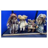 (3) PORCELAIN DOLLS AND CRAFT PIECE