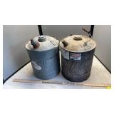 (2) GALVANIZED CANS AND COAL CAN
