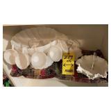 MILK GLASS PUNCH SET & MILK GLASS BON BON DISH