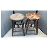 WOODEN STOOLS, CRATE, BASKET AND OTHER