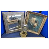 MIRROR, CLOCK & JFK WALL HANGING