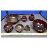 RED GLASS BOWLS & GLASSES