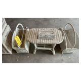 WICKER END TABLE, (2) MAGAZINE RACKS AND TISSUE