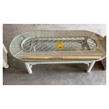 WICKER GLASS TOP COFFE TABLE