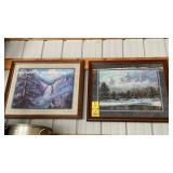 (2) MOUNTAIN WALL HANGINGS & OTHER