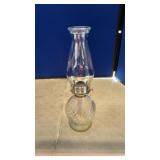 KEROSENE LAMP, LAMP OIL AND BURLAP HANDBAG