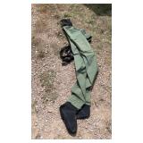 (3) WADDER BOOTS, PAD & JARS OF SAND