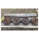 (4) METAL ORE CAR WHEELS