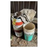 CLOTH TARP & 5 GAL BUCKETS