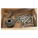 ASSORTED COMBO WRENCHES, LARGE SOCKET & WRENCH
