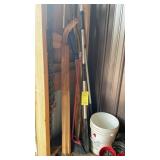 WOOD PADDLES, BROOM, GREASE GUN, LOG CHAIN & MORE