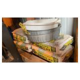 (4) BAGS CONCRETE MIX, OIL PANS & TARP