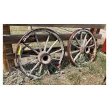 (2) WOOD WAGON WHEELS