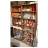 WOOD SHELF WITH CONTENTS