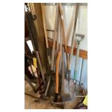 SHOVELS, POST HOLE DIGGERS, SLEDGE HAMMER & MISC.