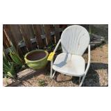 METAL CHAIR & FLOWER POT