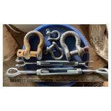 SPOOL OF CABLE, TURN BUCKLES & MISC. HARDWARE