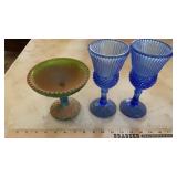 ASSORTED GLASS GOBLETS, CANDY DISHES AND MORE