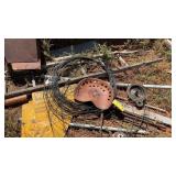 IMPLAMENT SEAT, WOOD LADDER, REBAR & MISC.