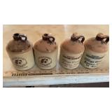 (4) VILLAGE WINERY STONEWARE 4/5 QUART JUGS