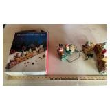 LIGHTED X-MAS TRAIN, SLED & MISC CHRISTMAS DECOR