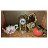 ANNIVERSARY CLOCK, TEA POTS  & WALL CLOCK