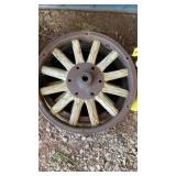 (2) WOOD WAGON WHEELS MEASURES 19' WIDE