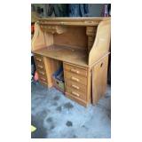 OAK ROLL TOP DESK MEASURES 52'W X 29'D X 52'T